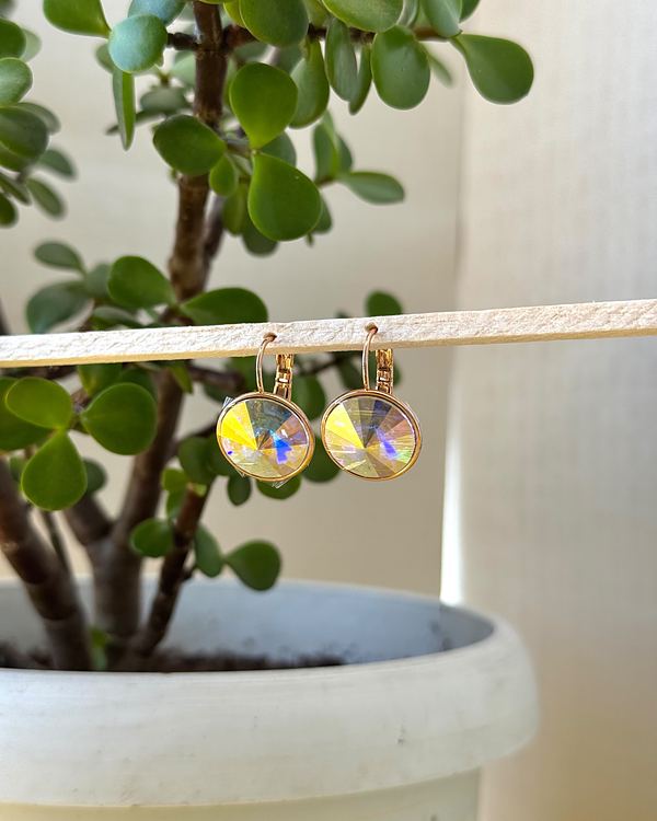 Aretes dormilona cristal tornasol